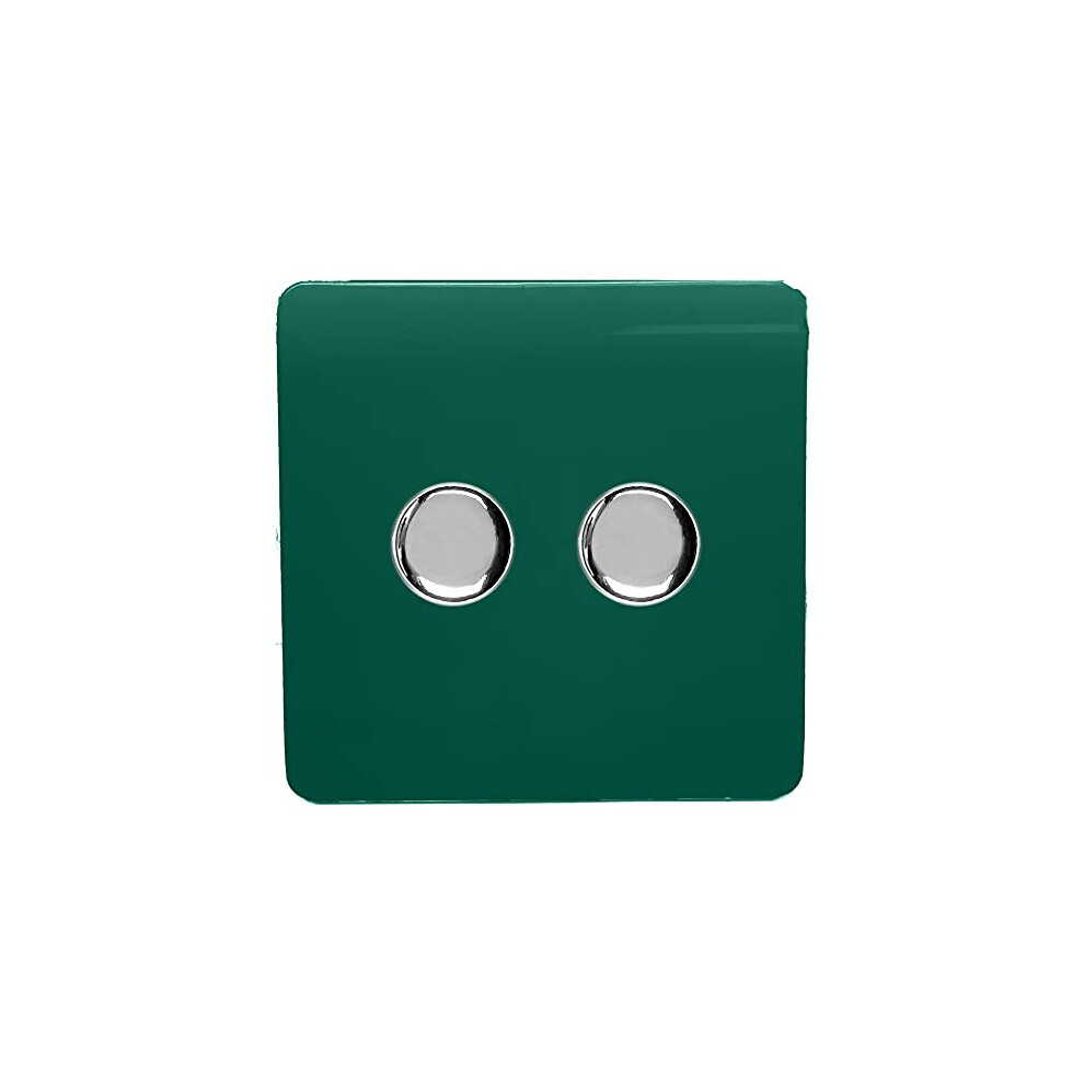 Trendi Switch - 2 Gang Rotary LED Dimmer Light Switch - 150w - Dark Forest Green - Image 7