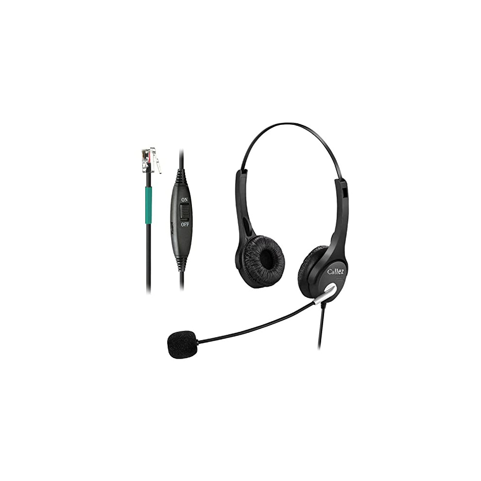 Rj9 Telephone Headset With Microphone Noise Cancelling, Phone Headset For Polycom Vvx310 Vvx410 Vvx411 Mitel 5220 5312 5320 Avaya 1408 1416 9508 796914366973