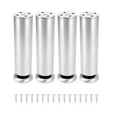 4 Pack 8” Adjustable Furniture Legs, Stainless Steel Furniture Feet with Rubber Pad for Sofa Bed Table Cabinet, Dia 2”, Adjustable Height 0-10mm