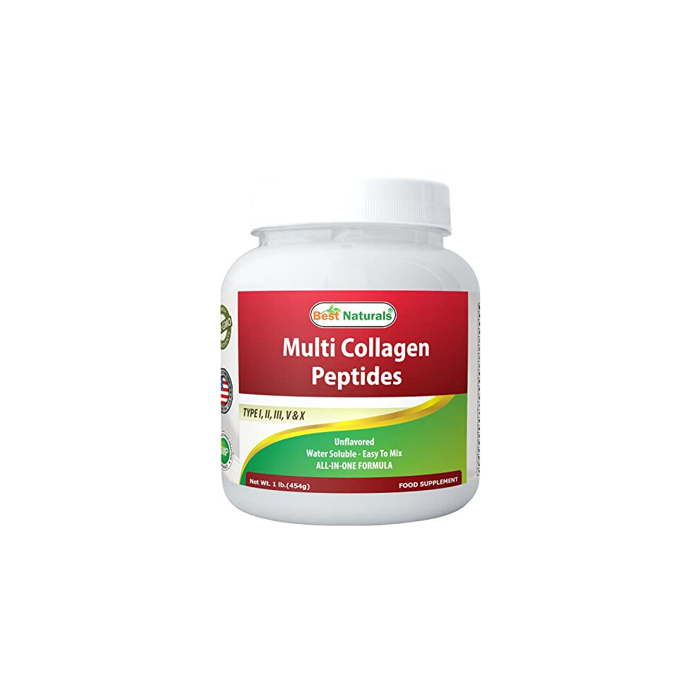 Photos - Vitamins & Minerals Best Naturals Multiple Collagen Peptides Protein Type I, II III, V & X Collagen unflavored 1 Pound - Grass Fed & Pasture Raised - Water So 