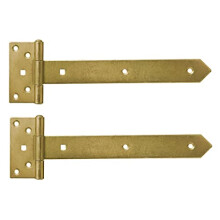 200mm Gold Gate Hinge Tee Hinges for External Use On Gate Doors, Shed Doors and Barn Doors T-Hinge (Pack of 2)