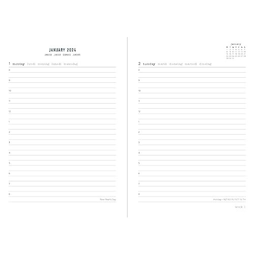 Letts Big Plans A6 2024 day to page with appointments diary - rust 1