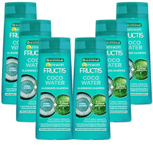 Clarifying Shampoo for Oily Hairline and Dry Tips, with Coconut Water for Powerful Hair, Fructis Coco Water, 6 x 250 ml