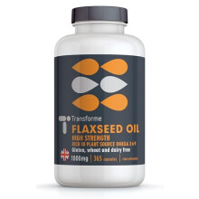 Flaxseed Oil Capsules 1000mg, Cold Pressed Omega 3 6 9, 365 Softgels, High in Alpha Linolenic, Linoleic & Oleic Acid, 2000mg Serving, Lactose & Gluten