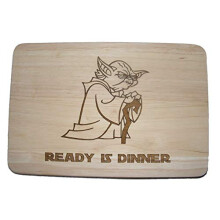 YODA Star Wars Ready is Dinner Gift IDEA Wood Chopping Cutting Cheese Board Place MAT Cook Engraved Wooden Wood Kitchen Cooking Baking Birthday