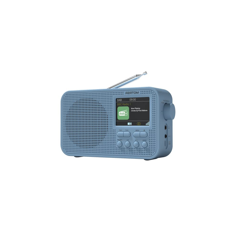 Dab Dab+ Fm Portable Radio, Tooth, Alarm, Battery, Alarms, Aux, Headphone, 60 Presets (Azatom Aspire ) Blue 739601795809