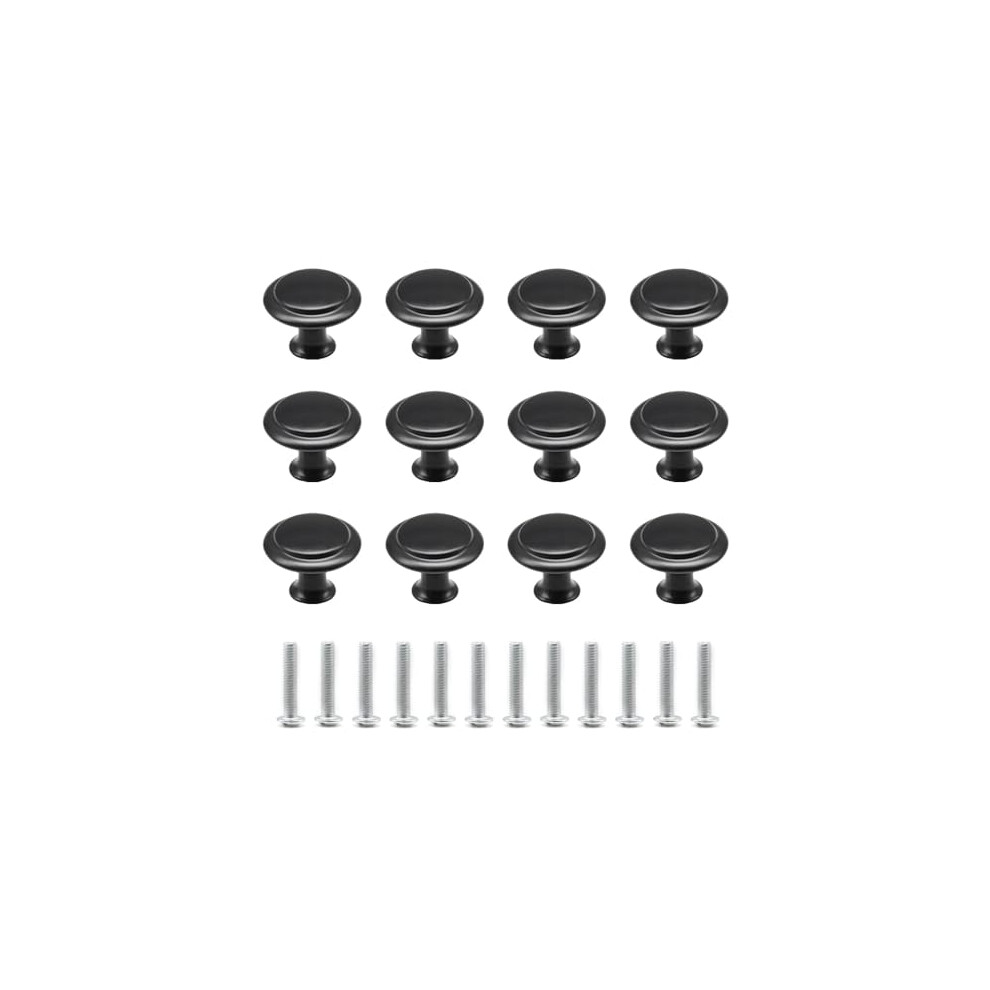 12 Pcs Round Drawer Cupboard Handle 27Mm Mushroom Shape Pull Handle Pull Handle Knobs With Screws For Doo,Cupboard,Wardrobe(Black/27Mm) 780280829996