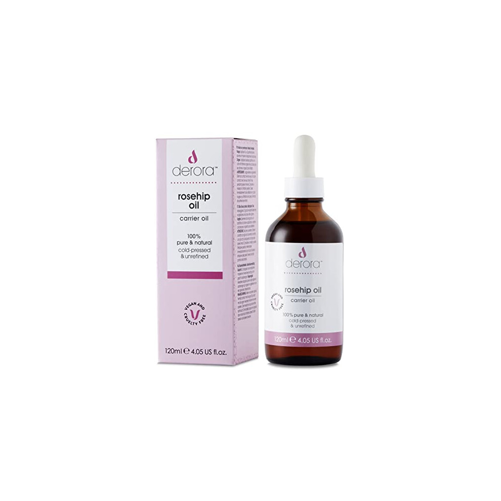 Derora Rosehip Oil | Nourishes Skin, Hair & Nails | 100% Pure & Natural | Cold Pressed & Unrefined | Antioxidant & Vitamin A, C & E Rich | All Skin Types |