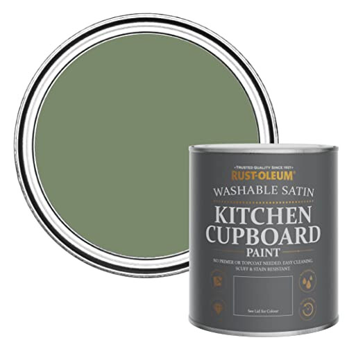 Rust-Oleum Green Scrubbable Kitchen Cupboard Paint in Satin Finish - All Green 750ml