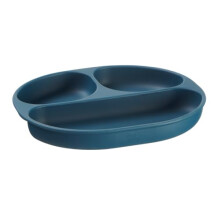 Nourish Silicone Suction Plate - Mess-Free Weaning to Toddlerhood | Strong Suction Pads | Divided Areas | Scooped Sides | BPA-Free - Moody Blue