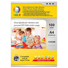 Inkjet Photo Paper Self-Adhesive Label Sticker Glossy Paper 135gsm A4 100 Sheets per Pack