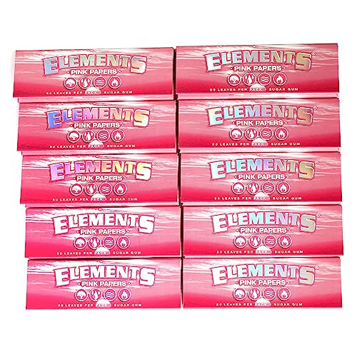 PINK size 1 1/4 rolling paper - 10 booklets / 500 papers