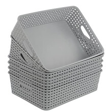 6 Pack Desktop Storage Baskets, Plastic Office Baskets, A4 Storage Tray