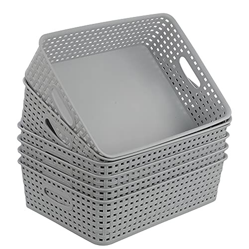 6 Pack Desktop Storage Baskets, Plastic Office Baskets, A4 Storage Tray