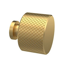 H314 Handles | Modern Bathroom Designer Round Indented Knurled Knob Bathroom Furniture Handle, 30mm, Brushed Brass