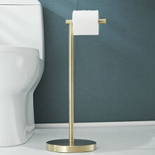 Free Standing Toilet Roll Holder, SHUNLI Gold Toilet Paper Holder Stand Stainless Steel, Brushed Brass