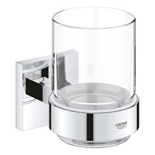 41097000 Quickfix Crystal Glass with Holder, Chrome