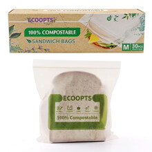 100% Compostable Sandwich Zip Bag | ECO-Friendly Food Storage Bags | Freezer Bag | Plant-Based BPA-free | Seal well for Fruit,Food and Snack (M)