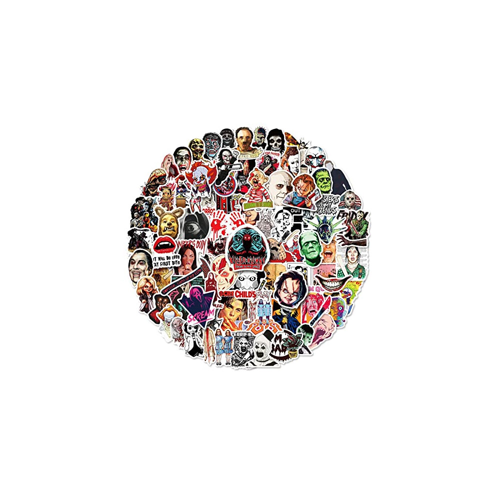 100Pcs Horror Movie Killer Role Character Stickers Laptop Car Scrapbook Phone Skateboard Computer Stickers Vinyl Waterproof Aesthetic Personalised