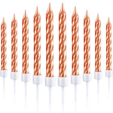 50 Pieces Spiral Cake Candles in Holders Metallic Cake Cupcake Candles Short Thin Cake Candles for Birthday Wedding Party Cake Decorations (Rose Gold)