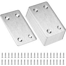 10pcs 60 X 38mm Mending Plates Stainless Steel Straight Support Shelf Flat Bracket Mending Plates Furniture Repair Plate Fixing Joining with Holes