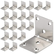 Corner Bracket, 20 Pack Heavy Duty Iron Angle Brace, 50 x 50mm L-Shaped Brackets, Bracket Fastener, Metal Steel Brackets for Wood, Fixing Furniture