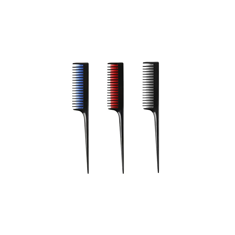 Dajuxin Unisex 3 Pcs Hairdressing Back Combing Triple Teasing Comb Hairdressing Back Combing Tail Comb Hairdressing Combs For Back Brushing Combing Slicking Hair