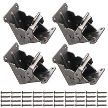 4PCS Table Bed Leg Folding Brackets with Screws, Folding Support Brackets, Foldable Hinge Hardware, Self-Lock Extension Collapsible Shelf Bracket,