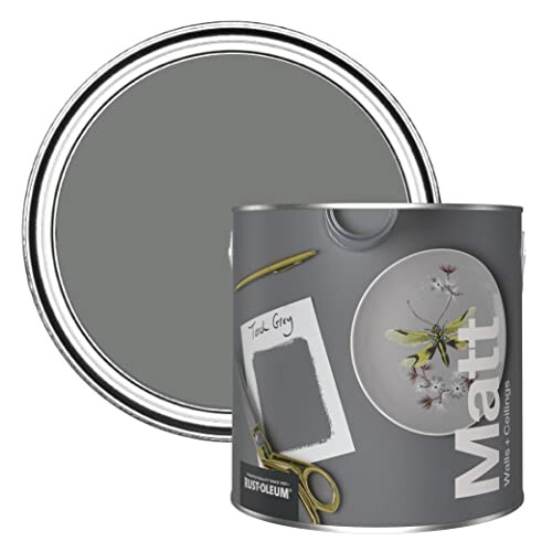 Rust-Oleum Colours Matt Emulsion Wall and Ceiling Paint - Torch Grey 2.5L