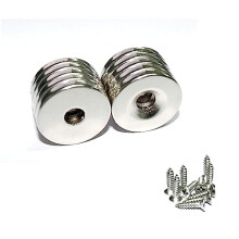 Neodymium Disc Countersunk Hole Magnet,JUNAN 10Pack 20mmx3mm hole 5 mm Strong Permanent Rare Earth Magnets with 10 Screws