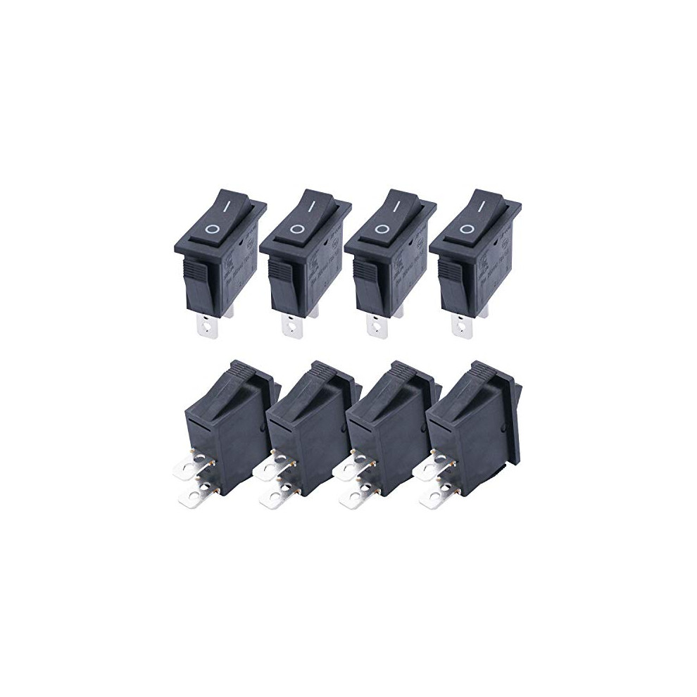 Taiss/8Pcs Rocker Toggle Switch On/Off Spst 2 Pin 2 Position Kcd3 Snap Ac 250V/16A, 125V/20A Kcd3-101-Bk Black 715002013797