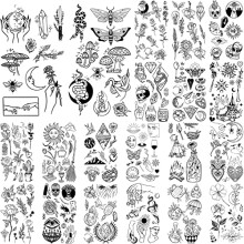 GLARYYEARS 150+ Muster Schwarzes Temporäres Tattoo, Halloween Tattoo Aufkleber für Männer Frauen
