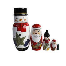 Gobus Christmas Nesting Dolls Wooden Snowman Santa Claus Nesting Doll Sets for Home Office Decoration Children (Snowman and Santa Claus)