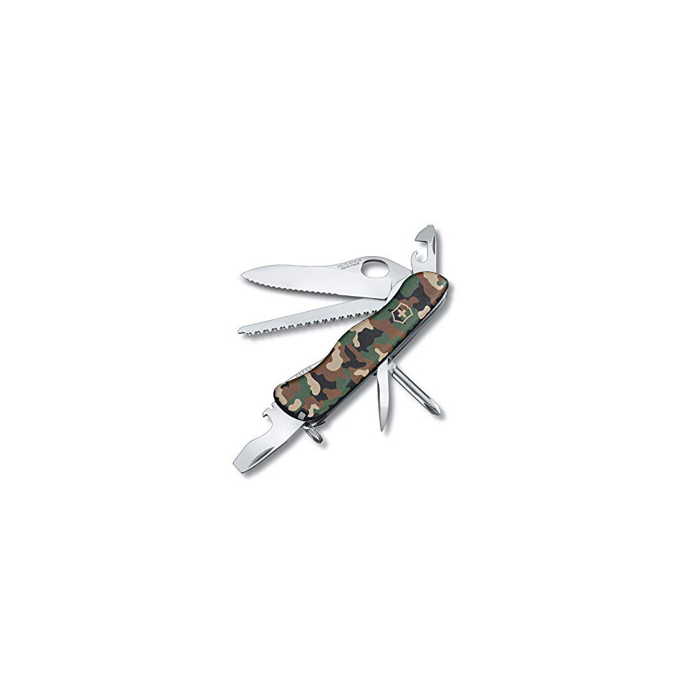 Trailmaster Swiss Army Pocket Knife, Large, Multi Tool, 12 Functions, Large Locking Blade, Camouflage