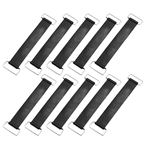 10 Pcs Black Motorcycle Bettery Fixed Holder Rubber Strap Band 15cm