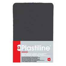 Plastiline 7955T - Plastiline Plate - Modeling Dough, High Precision - Modeling, Sculpting, Molding - Hardness 3 (medium) - 750g - Black color. Made