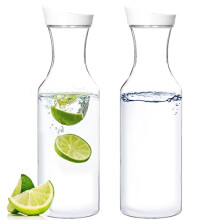 2 Pack 50 Ounce Plastic Carafe, 1500ML Re-usable Clear Water Pitcher, Beverage Containers with Lids