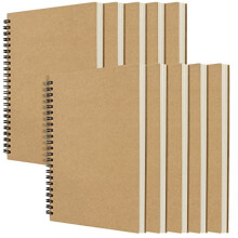 Pack of 10 A5 Sketchbook Spiral Bound A5 Spiral Notebook, Brown Kraft Cover Blank Paper Sketching Notebook for Artists Watercolour, Landscape Painting