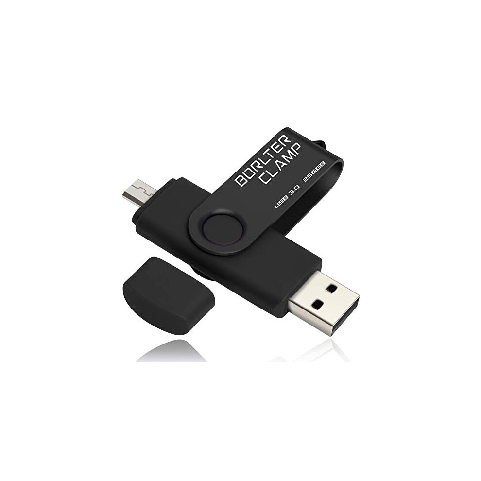 256Gb Dual Usb 3.0 Flash Drive Otg Memory Stick, Pendrive With Microusb Drive For Android Phone, Tablet And Computer (Black) Black 303277293701