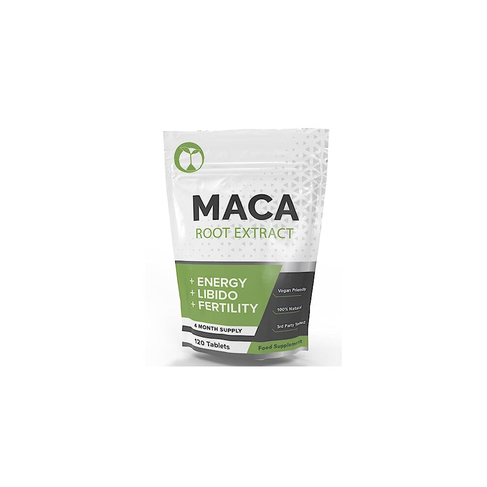 Maca Root Extract 3000mg | High Strength Tablets for Men & Women | 100% Peruvian Maca Tablets not Capsules (120 Tablets)