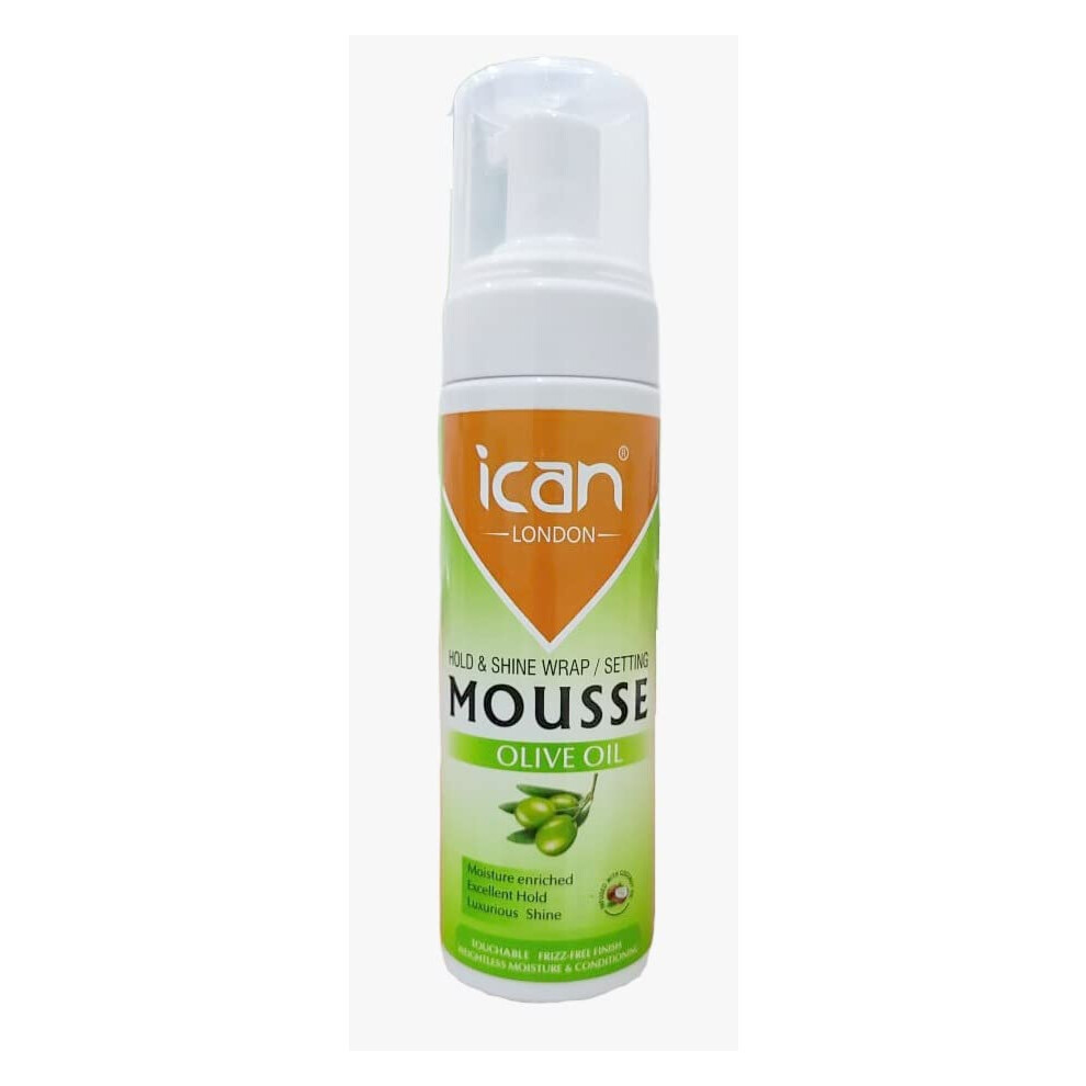 Ican London Olive Oil Hold & Shine Wrap Set Mousse 207Ml