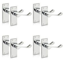 XFORT Lever Latch Scroll Polished Chrome Door Handles, Elegant Door Handle Set for Wooden Doors, Classic Victorian Straight Design, Ideal for All