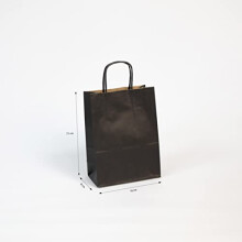 - Ref 395612C - Kraft Paper Bags to Decorate & Customise ( Pack 25) - 16 x 8 x 21cm Size, 110gsm Kraft Paper, Plain Design - Black Colour