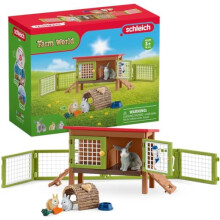 Schleich Farm World - Σετ Παιχνιδιού 9PC Κλουβί Κουνελιών με Φιγούρες και Αξεσουάρ