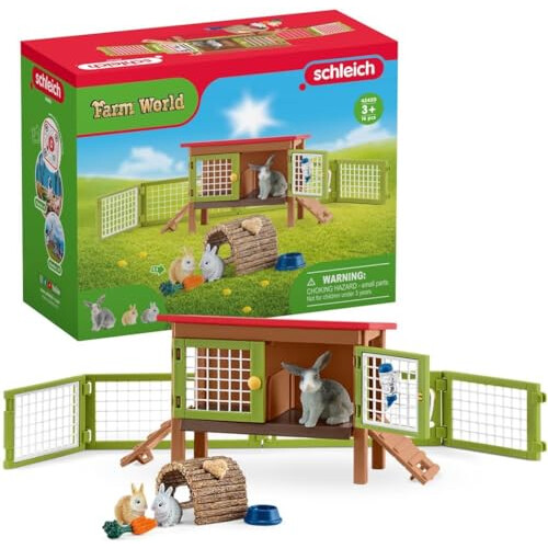 Schleich Schleich Farm World - Σετ Παιχνιδιού 9PC Κλουβί Κουνελιών με Φιγούρες και Αξεσουάρ