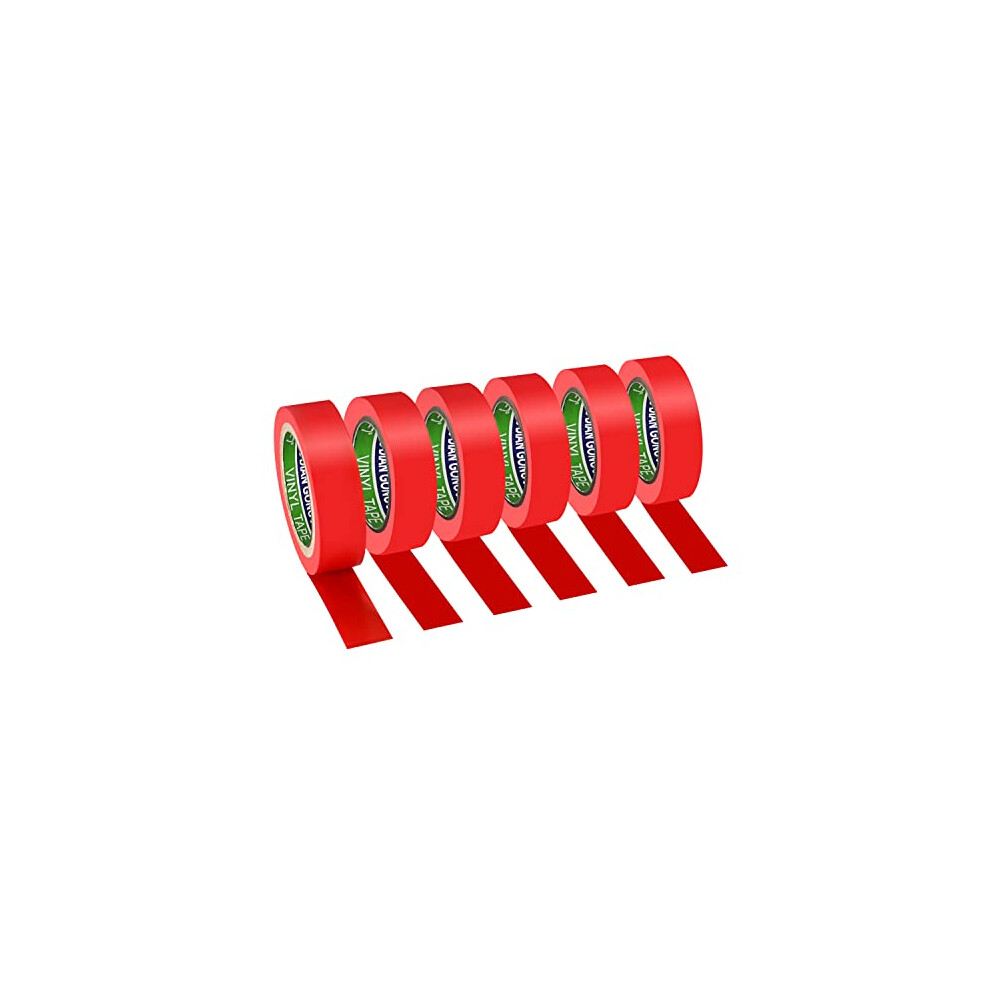 6 Pack Red Insulation Tape, 17Mm X 9M Electrical Tape Multipack Waterproof Insulating Tape, Pvc Tape Adhesive Gaffer Tape For Wiring Projects 613965483261