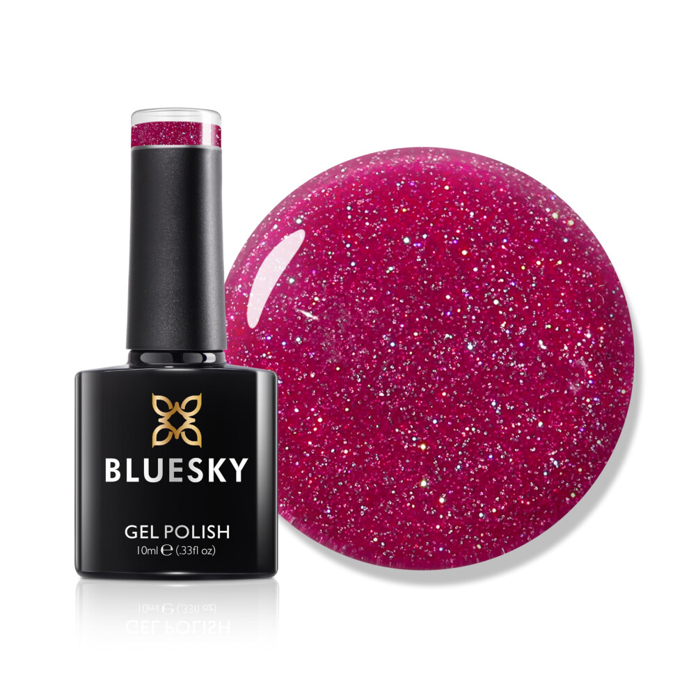 Gel Nail Polish 10ml, Viva Magenta - LVM05, Hot Pink Glitter Soak-Off Gel Polish for Manicure, Professional, Salon & Home Use, Long Lasting, Chip