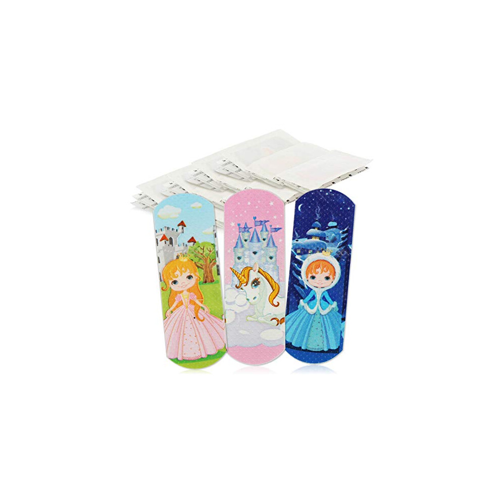 Com-Four 40X Water-Repellent Plasters For Children - Colourful Plaster Strips For Children - Plaster Set With Princess And Unicorn Motifs