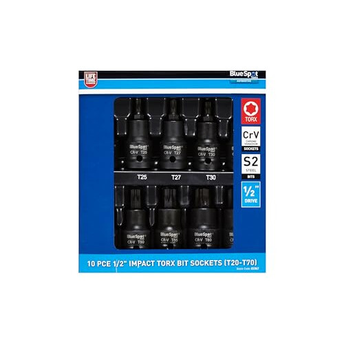 BlueSpot 10 PCE 1/2" Impact Torx Bit Socket (T20-T70)