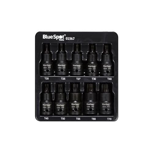BlueSpot 10 PCE 1/2" Impact Torx Bit Socket (T20-T70) 1